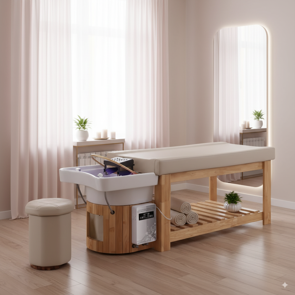 Lit Head Spa Asahi Wood Harmony - Table head spa japonais