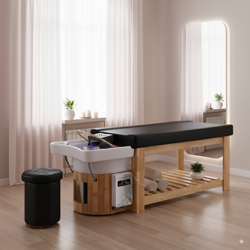 Lit Head Spa Asahi Wood Harmony - Table head spa japonais
