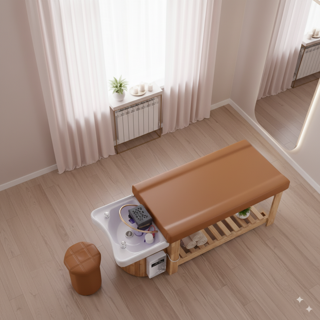 Lit Head Spa Asahi Wood Harmony - Table head spa japonais
