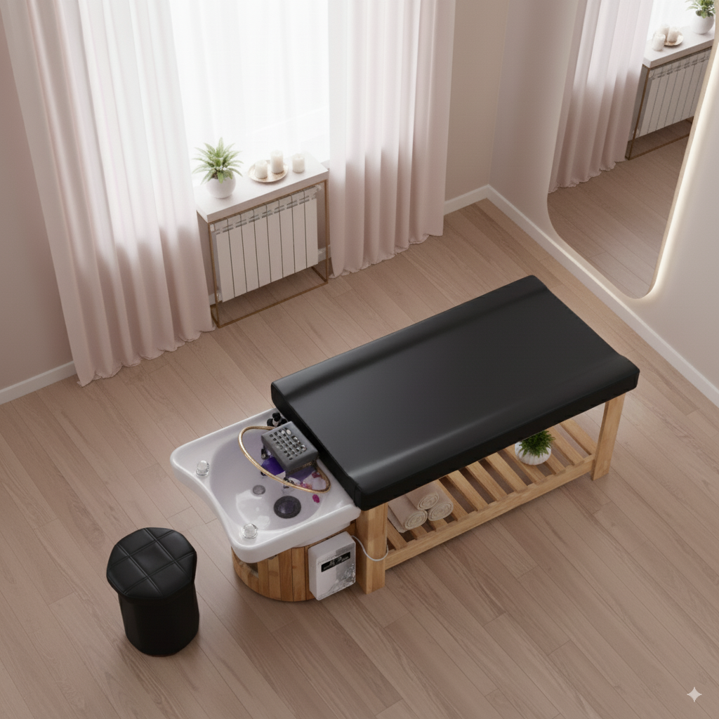 Lit Head Spa Asahi Wood Harmony - Table head spa japonais